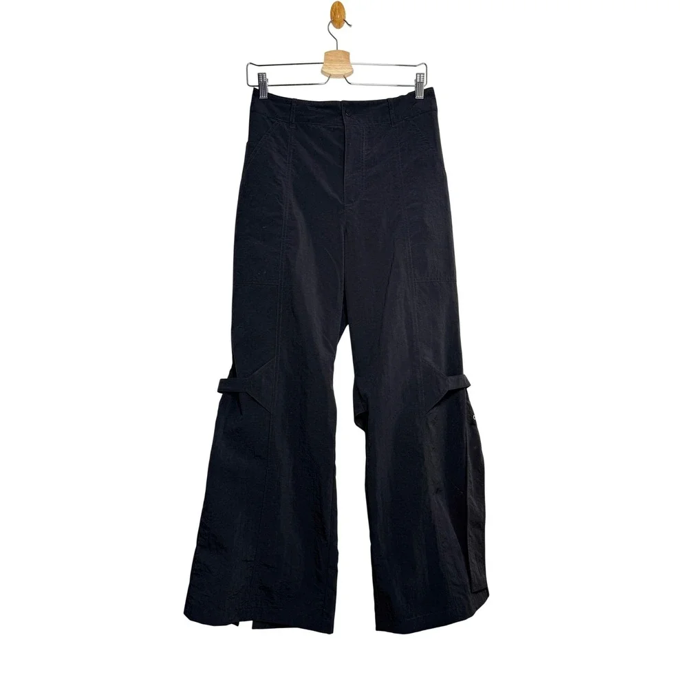 Alo Yoga Voyager Trouser Women M Black High-Waist Wide Leg Cargo Buckle Strap